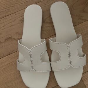 LOFT Cream Slide Sandals